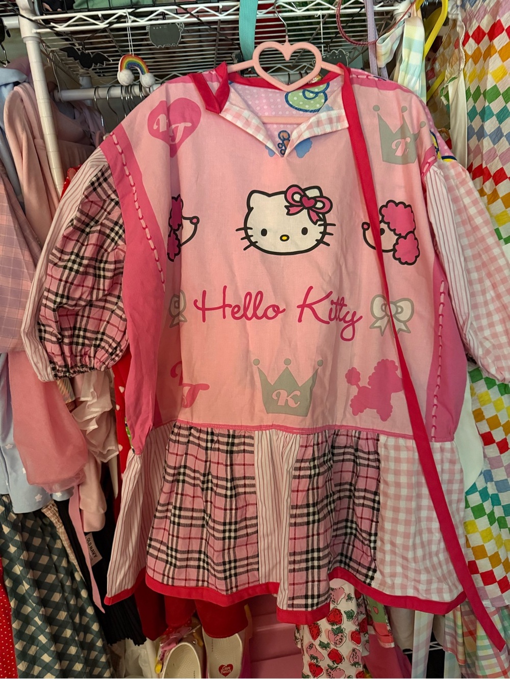 Hello Kitty Pink Patchwork Smock Dress